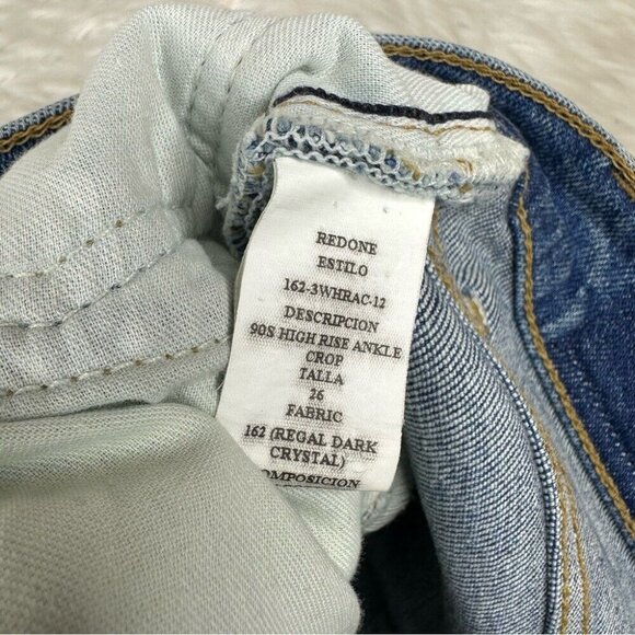 Re/Done Women's NWT 90s High Rise Ankle Crop Regal Dark Crystal Jeans W26-27/L27 - Picture 7 of 11